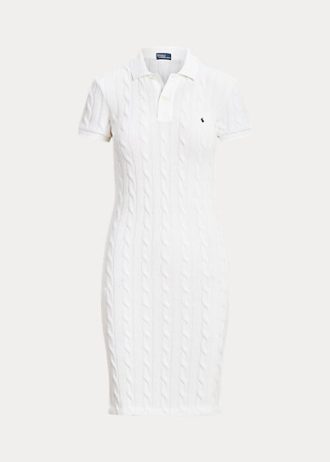 Bílé dámské bavlněné šaty Ralph Lauren Skinny Fit Cable