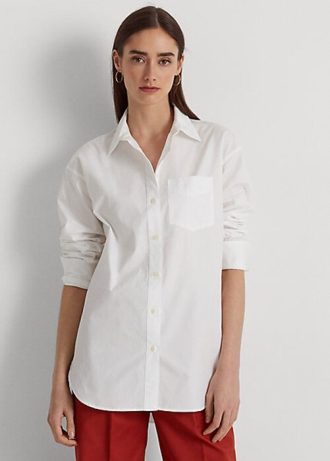 Bílé dámské bavlněné košile Ralph Lauren