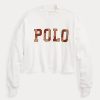 Bílé dámské bavlněné mikiny oversize mockneck s logem Ralph Lauren Bílé dámské bavlněné mikiny oversize mockneck s logem Ralph Lauren