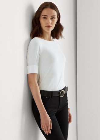 Bílé dámské bavlněné topy Ralph Lauren