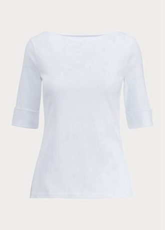 Bílé dámské bavlněné topy Ralph Lauren