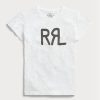 Bílá dámská bavlněná trička s logem Ralph Lauren