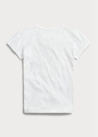 Bílá dámská bavlněná trička s logem Ralph Lauren