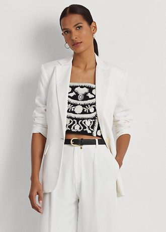 Bílé dámské blejzry Ralph Lauren Linen-Blend Twill