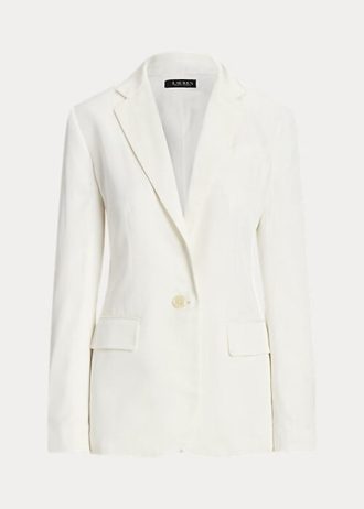Bílé dámské blejzry Ralph Lauren Linen-Blend Twill