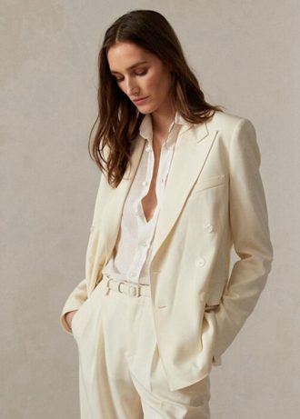 Bílé dámské blejzry Ralph Lauren Safford Wool Gabardine
