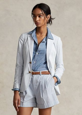 Bílé dámské blejzry Ralph Lauren Seersucker