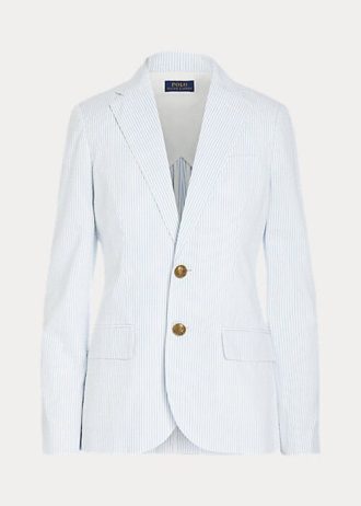 Bílé dámské blejzry Ralph Lauren Seersucker