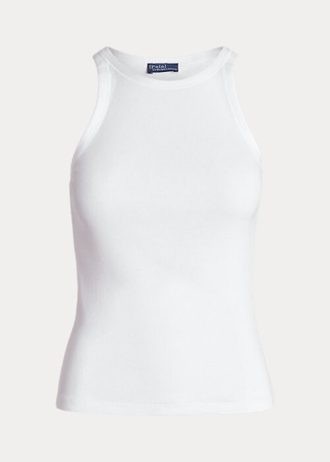 Bílé dámské žebrované bavlněné tílka Ralph Lauren