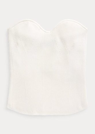 Bílé dámské žebrované korzetové topy Ralph Lauren