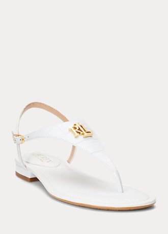 Bílé dámské embosované kožené sandály Ralph Lauren Ellington