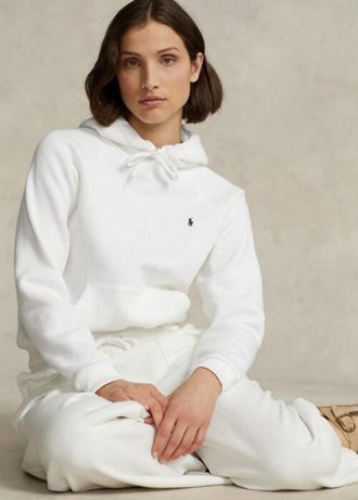 Bílá dámská fleecová mikina Ralph Lauren Shrunken Fit Bílá dámská fleecová mikina Ralph Lauren Shrunken Fit