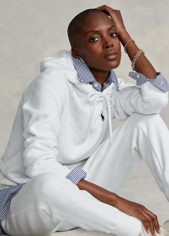 Bílá dámská fleecová mikina s kapucí Ralph Lauren Bílá dámská fleecová mikina s kapucí Ralph Lauren