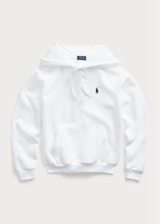 Bílá dámská fleecová mikina s kapucí Ralph Lauren Bílá dámská fleecová mikina s kapucí Ralph Lauren