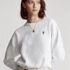 Bílé dámské fleecové svetrové mikiny Ralph Lauren Bílé dámské fleecové svetrové mikiny Ralph Lauren