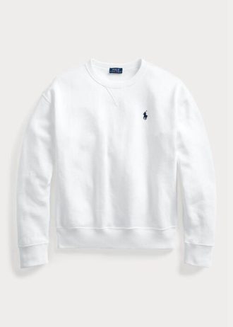 Bílé dámské fleecové svetrové mikiny Ralph Lauren Bílé dámské fleecové svetrové mikiny Ralph Lauren