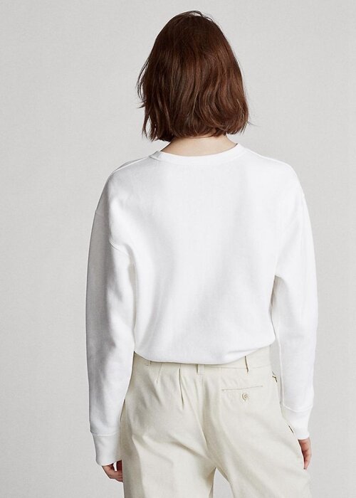 Bílé dámské fleecové svetrové mikiny Ralph Lauren Bílé dámské fleecové svetrové mikiny Ralph Lauren