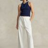 Bílé dámské fleecové tepláky Ralph Lauren Cutoff-Hem