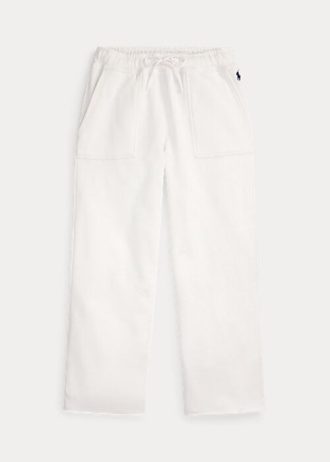 Bílé dámské fleecové tepláky Ralph Lauren Cutoff-Hem
