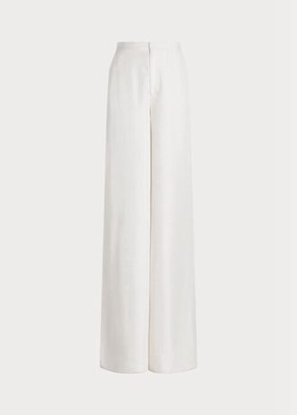 Bílé dámské široké kalhoty Ralph Lauren Elaine Silk Shantung