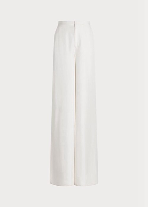 Bílé dámské široké kalhoty Ralph Lauren Elaine Silk Shantung Bílé dámské široké kalhoty Ralph Lauren Elaine Silk Shantung