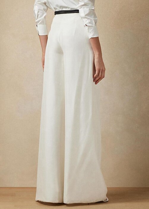 Bílé dámské široké kalhoty Ralph Lauren Elaine Silk Shantung Bílé dámské široké kalhoty Ralph Lauren Elaine Silk Shantung
