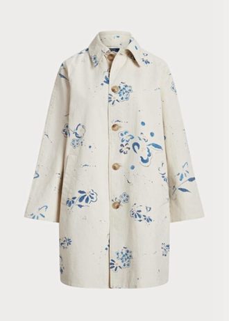 Bílé dámské kabáty Ralph Lauren s květinovým motivem