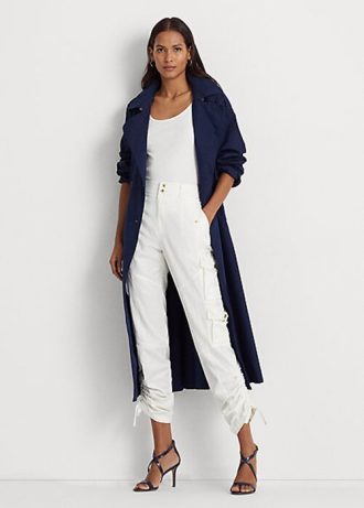 Bílé dámské kalhoty Ralph Lauren Shantung Cargo