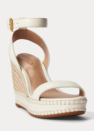 Bílá dámská kožená espadrilka Ralph Lauren Hilarie