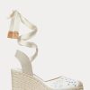 Bílé dámské kožené espadrilky Ralph Lauren Paislee Eyelet Nappa