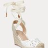 Bílé dámské kožené espadrilky Ralph Lauren Paislee Eyelet Nappa