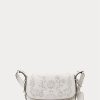 Bílé dámské kožené malé kabelky Maddy přes rameno Ralph Lauren Eyelet