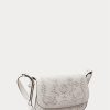 Bílé dámské kožené malé kabelky Maddy přes rameno Ralph Lauren Eyelet
