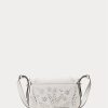 Bílé dámské kožené malé kabelky Maddy přes rameno Ralph Lauren Eyelet