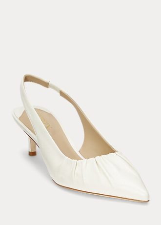 Bílé dámské kožené podpatky Ralph Lauren Lolah Nappa