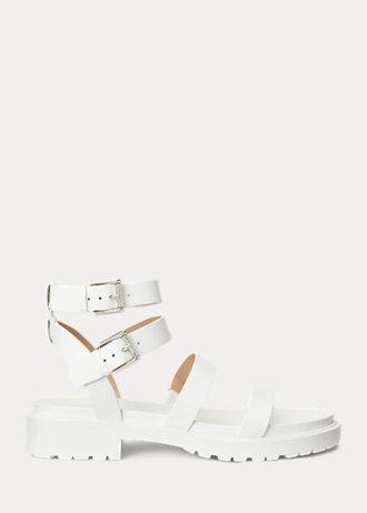 Bílé dámské kožené sandály Ralph Lauren Kayleen Nappa