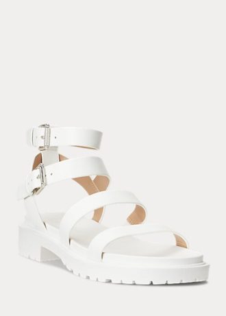 Bílé dámské kožené sandály Ralph Lauren Kayleen Nappa
