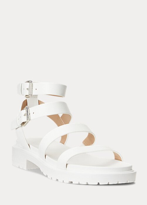 Bílé dámské kožené sandály Ralph Lauren Kayleen Nappa Bílé dámské kožené sandály Ralph Lauren Kayleen Nappa