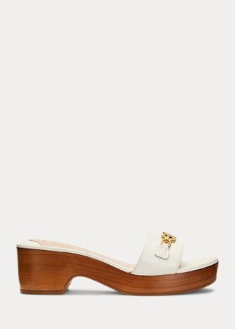 Bílé dámské kožené sandály Ralph Lauren Roxanne Nappa