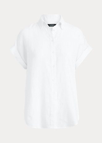 Bílé dámské lněné košile Dolman s rukávy Ralph Lauren