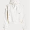 Bílá dámská mikina Ralph Lauren Fleece s kapucí s celopropínacím rukávem Dolman Bílá dámská mikina Ralph Lauren Fleece s kapucí s celopropínacím rukávem Dolman
