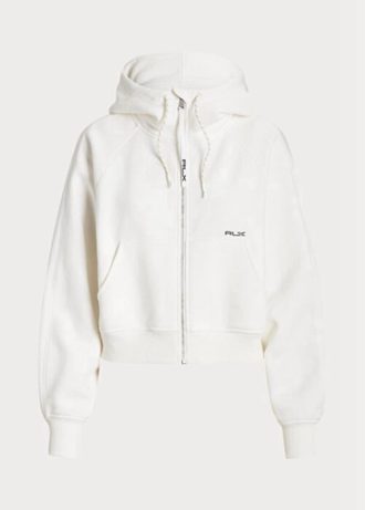 Bílá dámská mikina Ralph Lauren Fleece s kapucí s celopropínacím rukávem Dolman Bílá dámská mikina Ralph Lauren Fleece s kapucí s celopropínacím rukávem Dolman