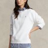 Bílé dámské mikiny Ralph Lauren Fleece Crewneck Pullover