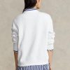 Bílé dámské mikiny Ralph Lauren Fleece Crewneck Pullover