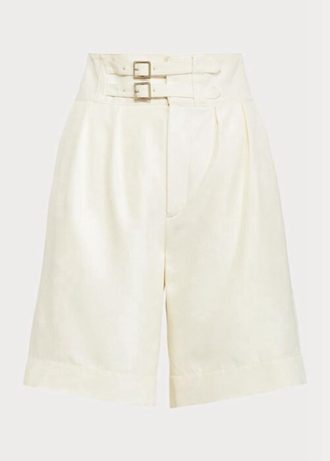 Bílé dámské šortky Ralph Lauren Francine Mulberry Silk