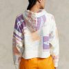 Bílá dámská oversize fleecová mikina s logem Ralph Lauren Logo Graphic
