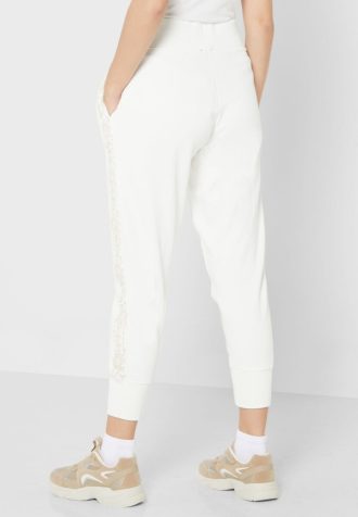 Bílé dámské pletené kalhoty Ralph Lauren s vysokým pasem