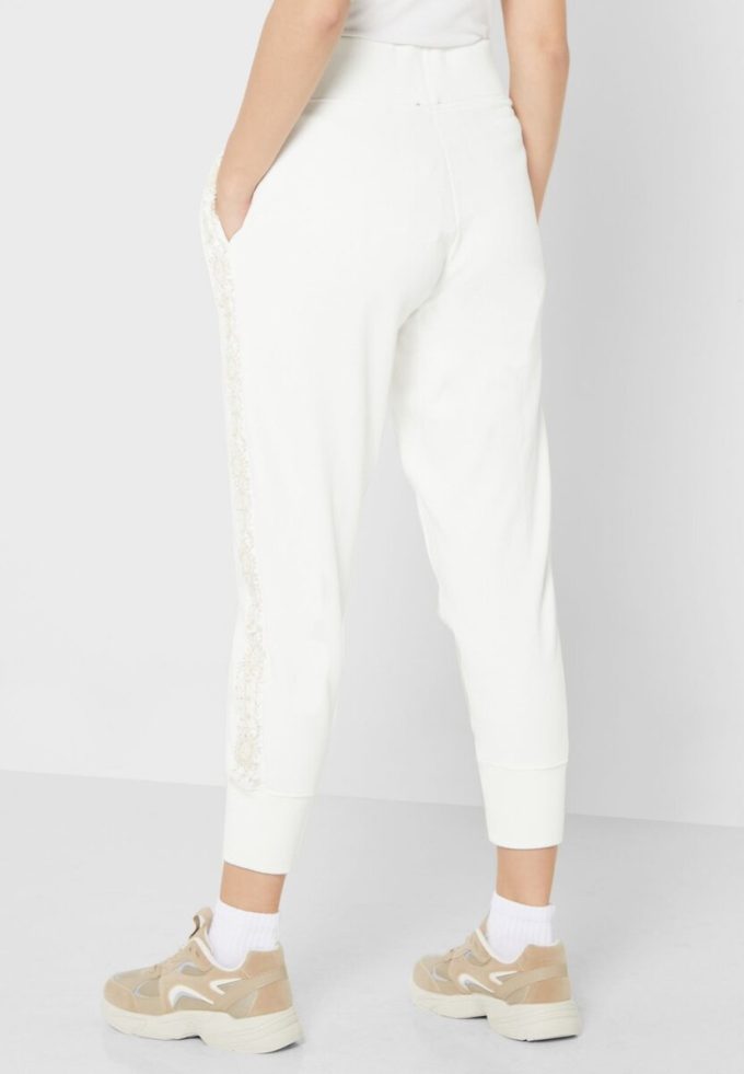 Bílé dámské pletené kalhoty Ralph Lauren s vysokým pasem