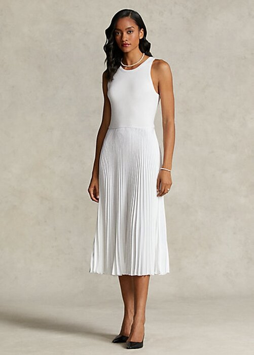 Bílé dámské plisované šaty Ralph Lauren Kolekce Spelman Bílé dámské plisované šaty Ralph Lauren Kolekce Spelman