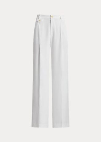 Bílé dámské plisované Georgette Kalhoty Ralph Lauren